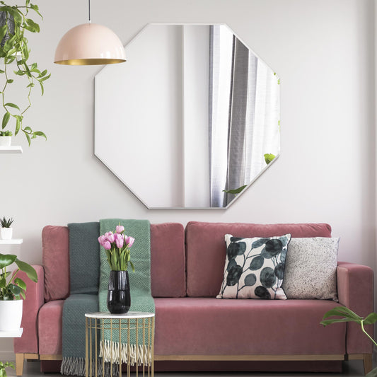 The Farah - All Glass Modern Bevelled Farahgonal Wall Mirror 39 X 39 (100x100CM)