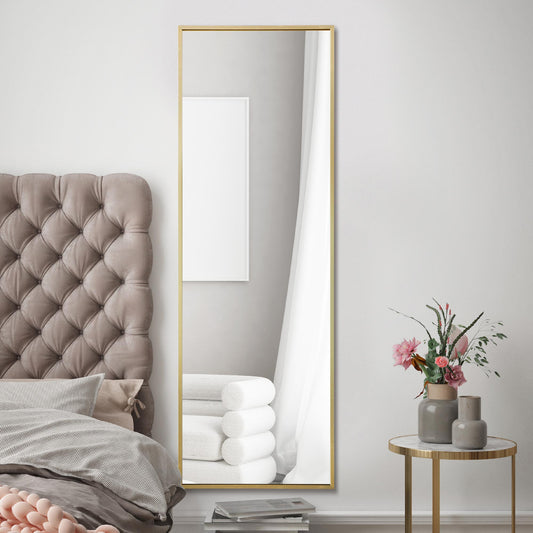The Raya - Gold Aluminium Edged Wall Mirror 47 X 16 (120CM X 40CM)