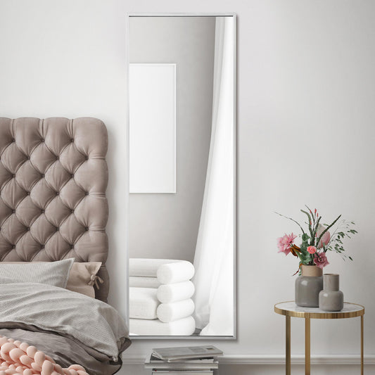 The Raya - Silver Aluminium Edged Wall Leaner Mirror 47 X 16 (120CM X 40CM)