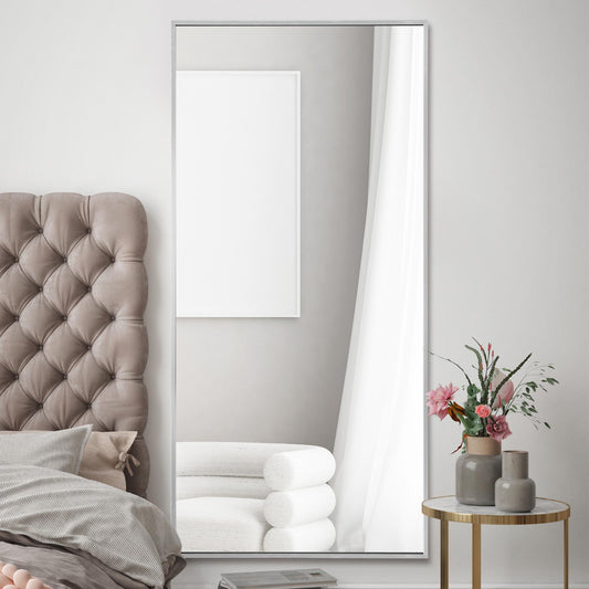 The Raya - Silver Aluminium Edged Wall Leaner Mirror 68 X 33 (174CM X 85CM)