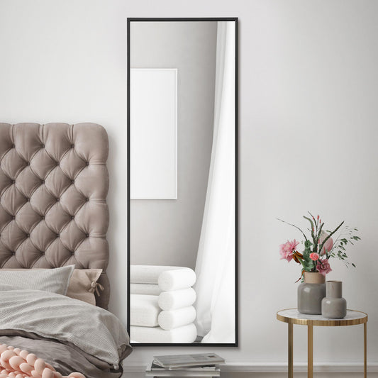 The Raya - Black Aluminium Edged Wall Leaner Mirror 47 X 16 (120CM X 40CM)