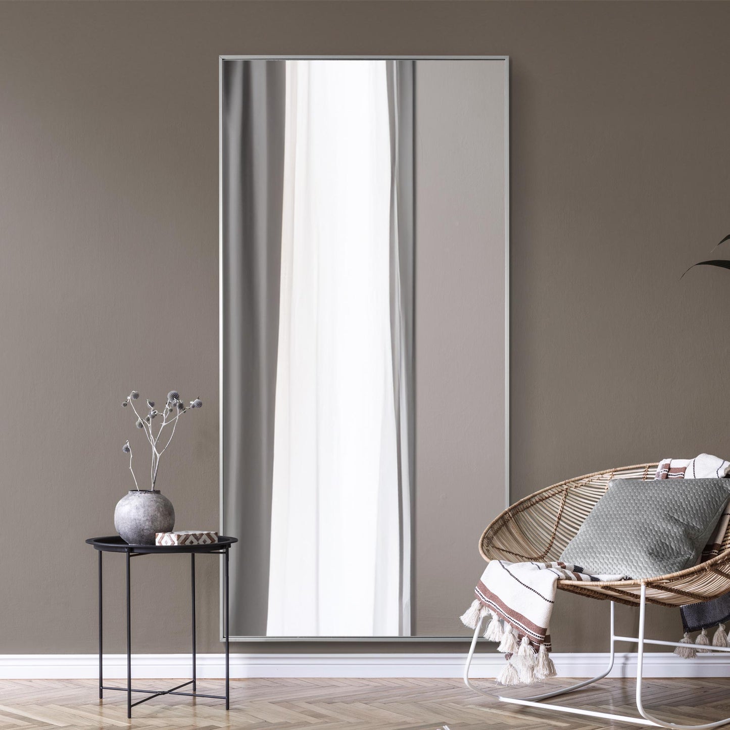 The Raya - Silver Aluminium Edged Wall Mirror 79 X 39 (200CM X 100CM)
