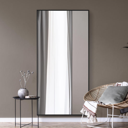 The Raya - Black Aluminium Edged Wall Mirror 79 X 39 (200CM X 100CM)