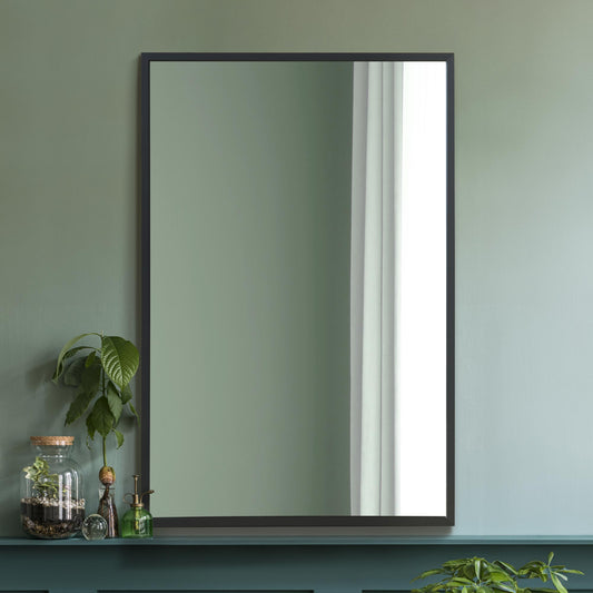 The Raya - Black Aluminium Edged Wall Mirror 16 X 24 (40CM X 60CM)