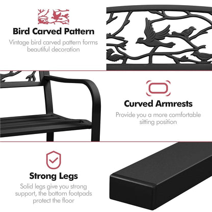 Yaheetech Patio Garden Bench Outdoors Metal Porch Chair - N/A