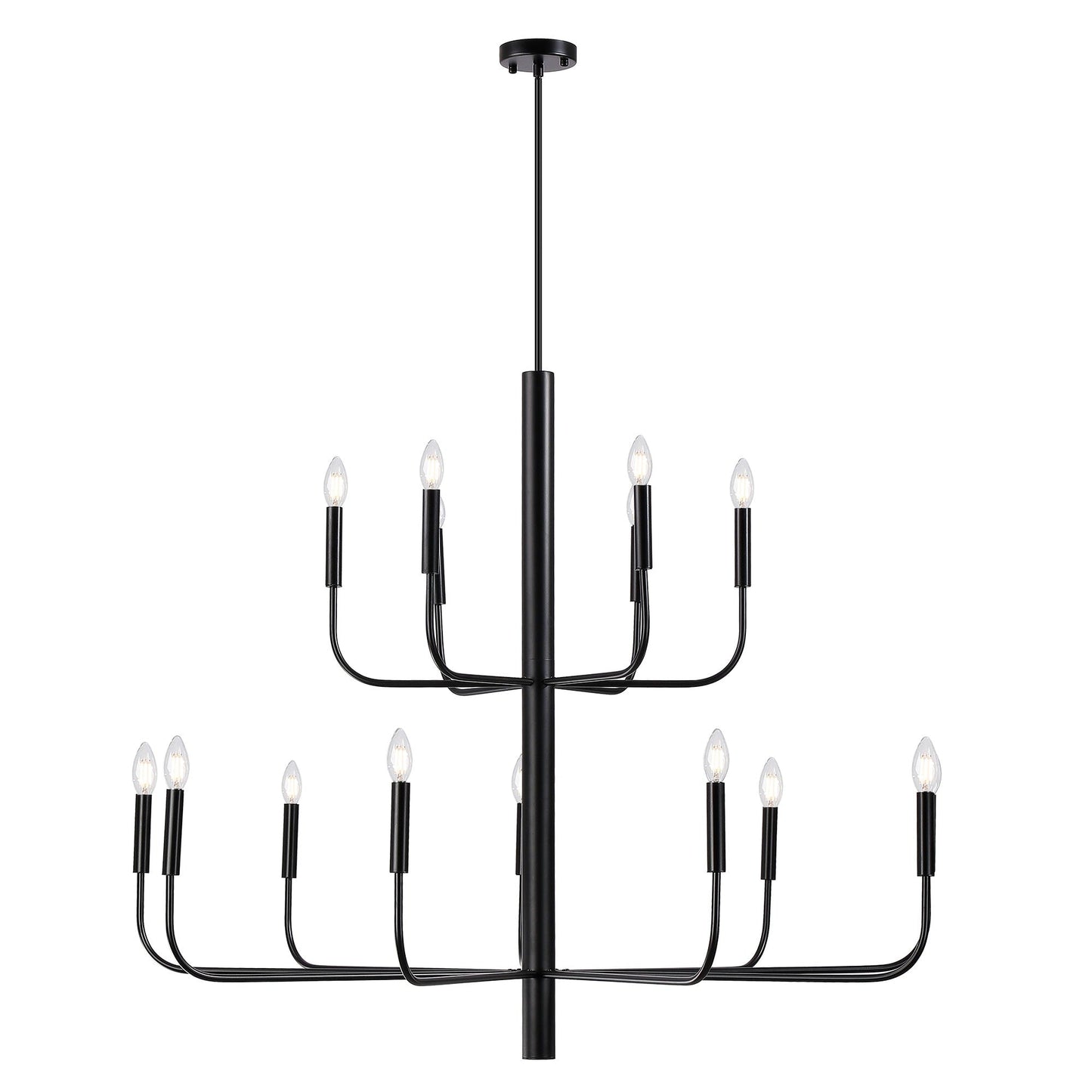 15-Light Minimalist Candlestick Chandelier, 2 Tier Ancient Design - 48