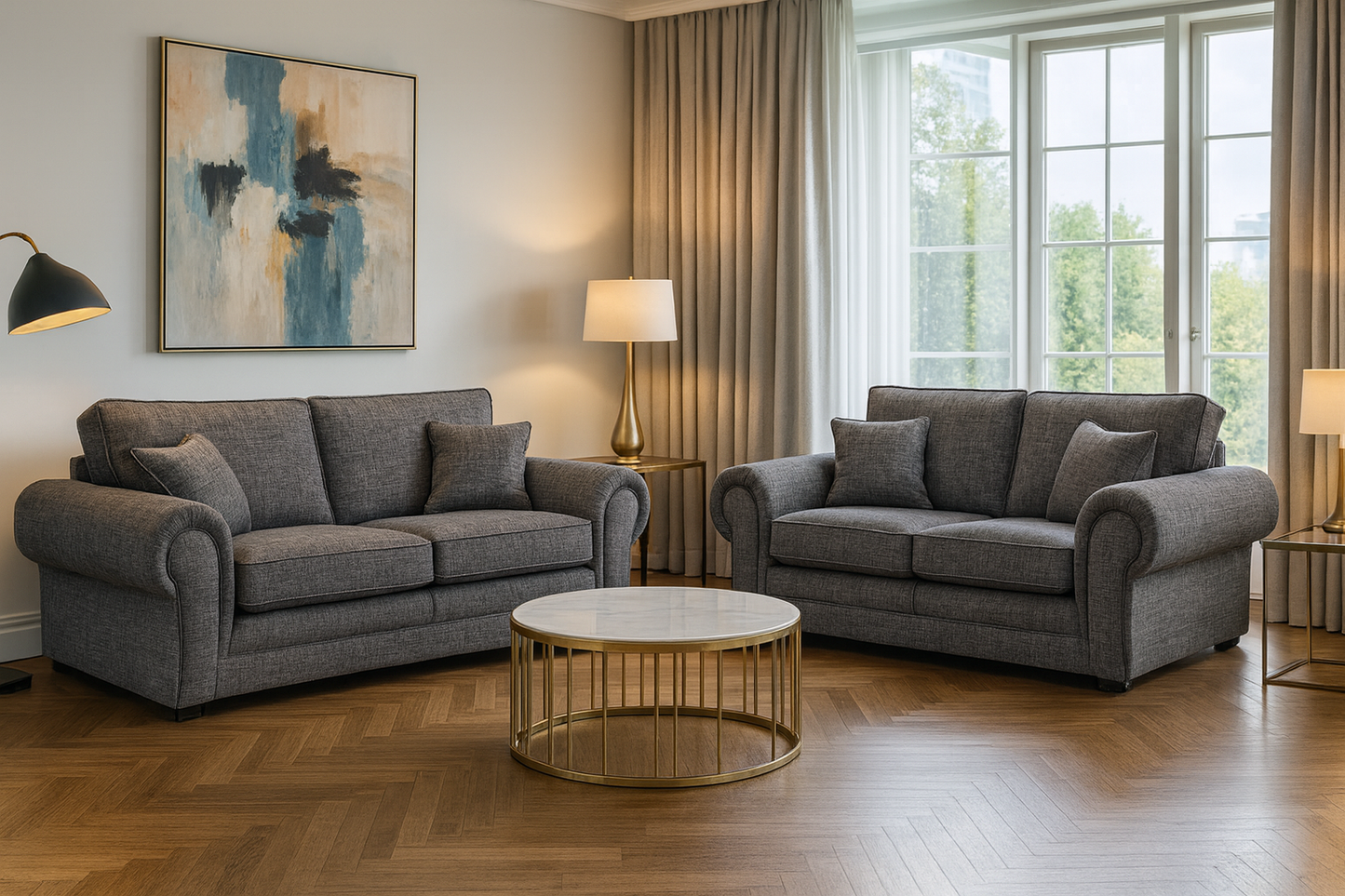 York Sofa Grey 3+2 Set