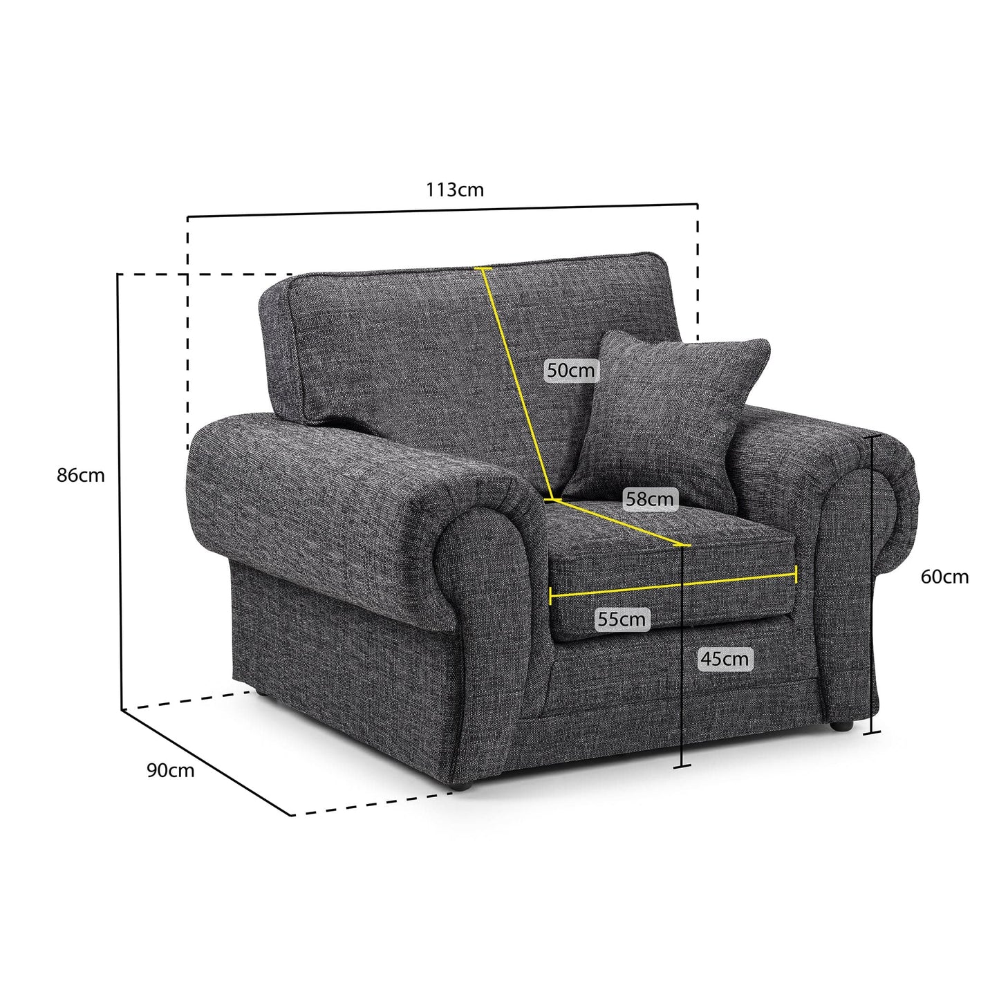 York Sofa Grey Armchair