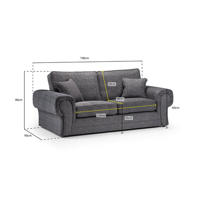 York Sofa Grey 3 Seater