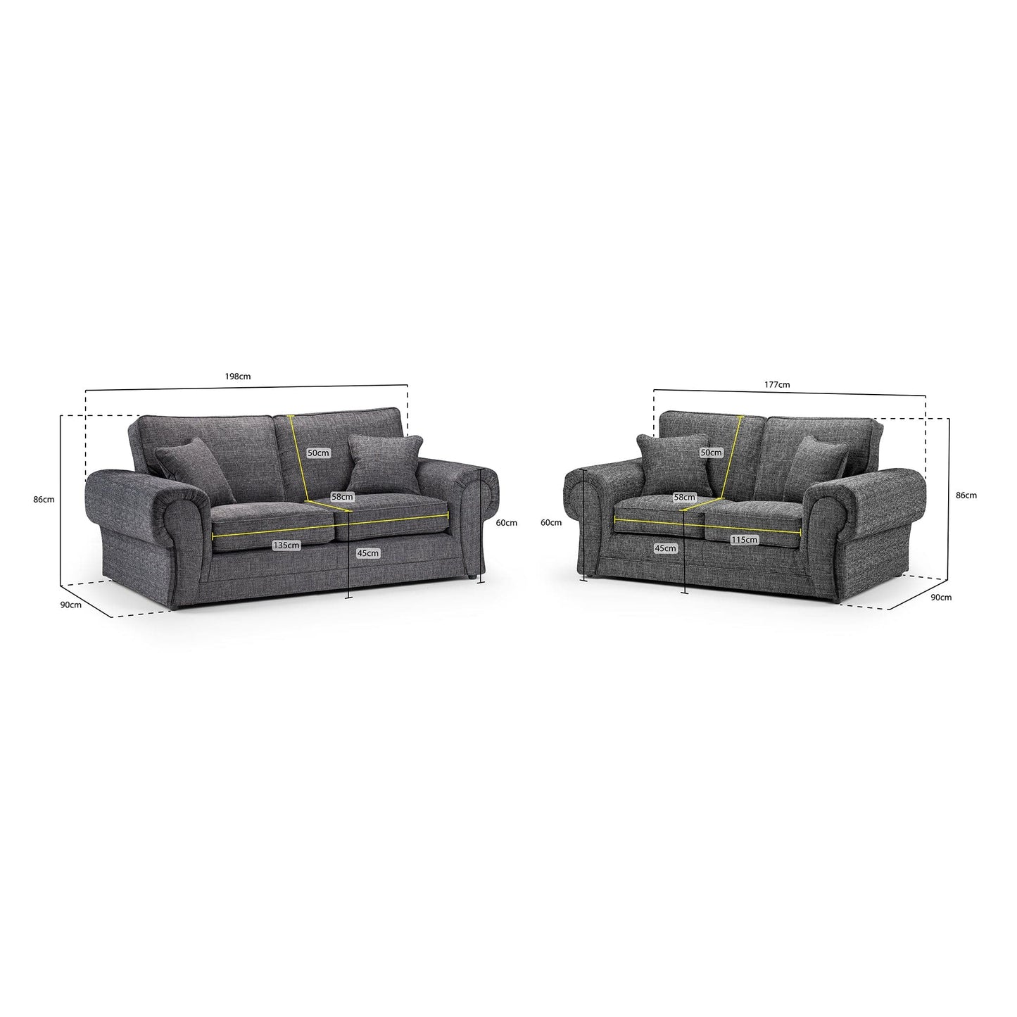 York Sofa Grey 3+2 Set