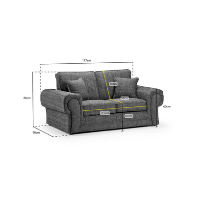 York Sofa Grey 2 Seater