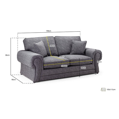 York Sofabed Grey 3 Seater