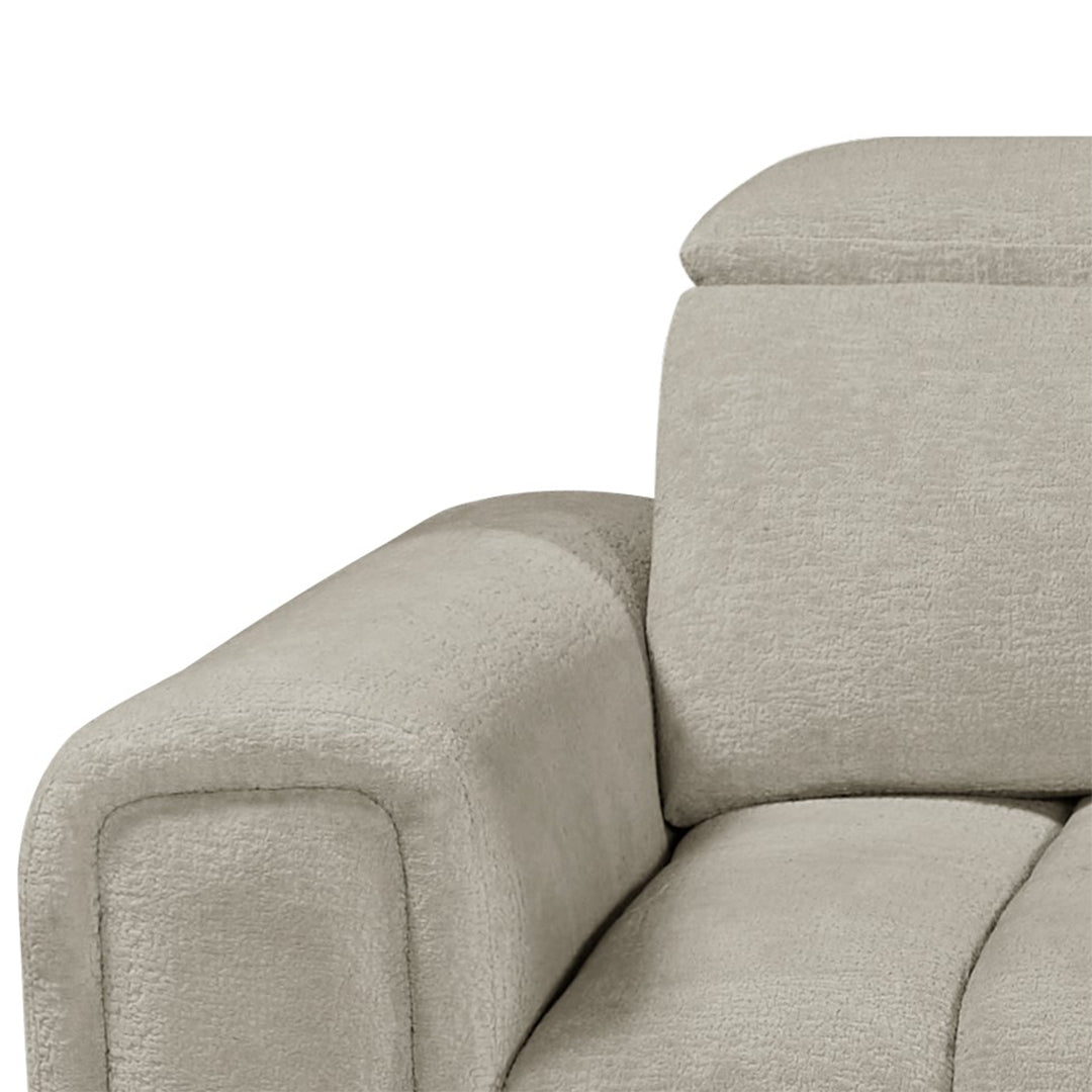 Molly Electric Reclining 3 Seater Sofa with Adjustable Headrests in Textured Chenille Oatmeal