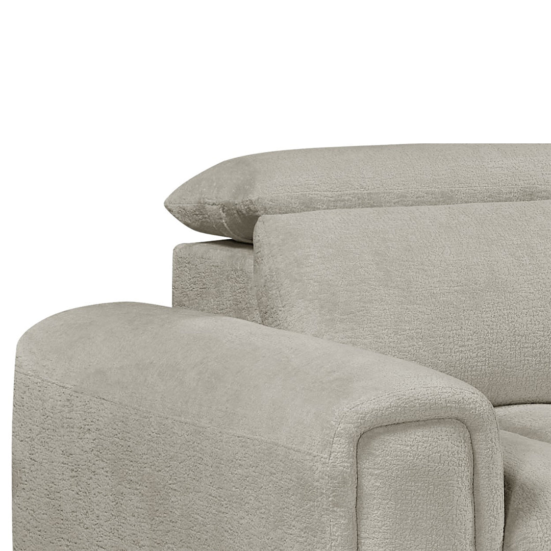 Molly Electric Reclining 3 Seater Sofa with Adjustable Headrests in Textured Chenille Oatmeal