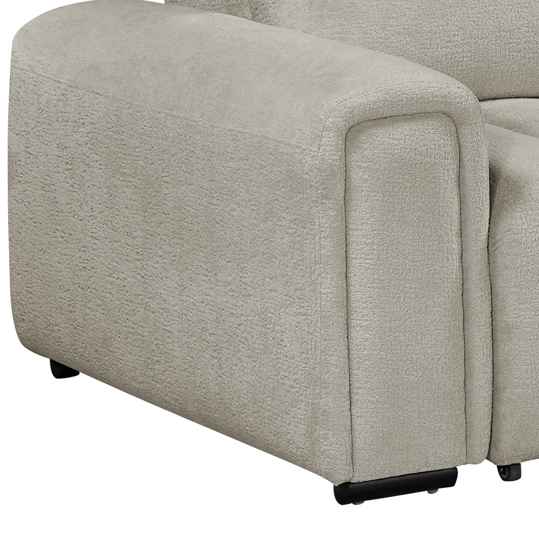 Molly Electric Reclining 3 Seater Sofa with Adjustable Headrests in Textured Chenille Oatmeal