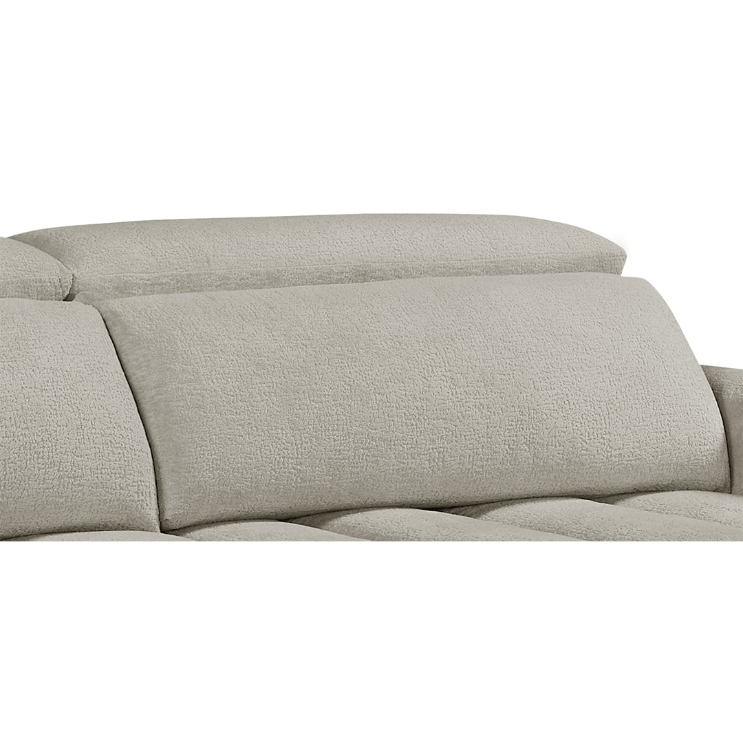 Molly Electric Reclining 3 Seater Sofa with Adjustable Headrests in Textured Chenille Oatmeal