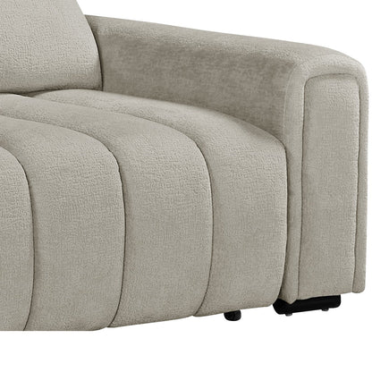 Molly Electric Reclining 3 Seater Sofa with Adjustable Headrests in Textured Chenille Oatmeal