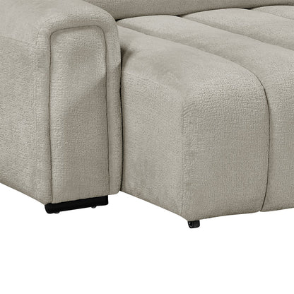 Molly Electric Reclining 3 Seater Sofa with Adjustable Headrests in Textured Chenille Oatmeal