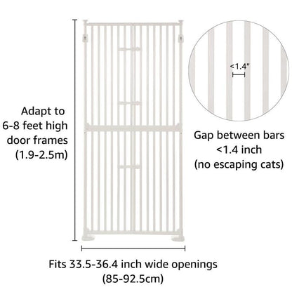 unipaws Extra Tall Cat Pet Gate 74 Inch High with Doors Locks